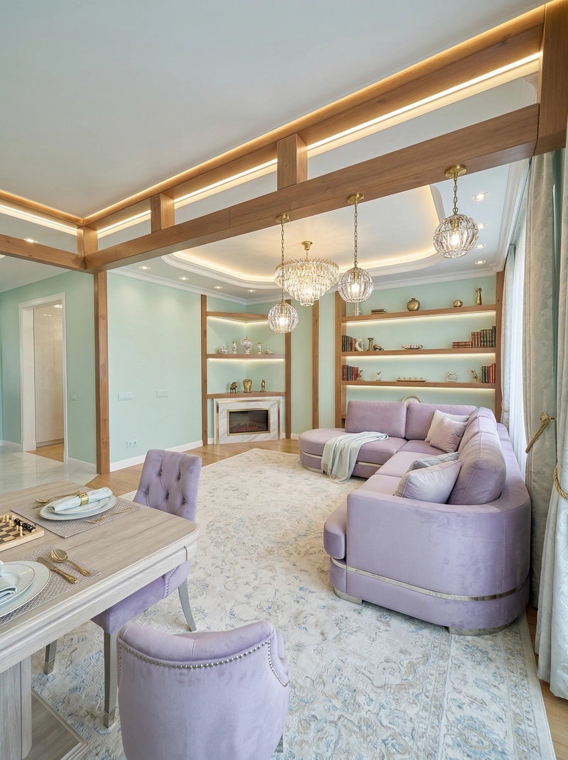 Дизайн гостиной в стиле Неоклассика — фото интерьера от нейросети RoomGPT