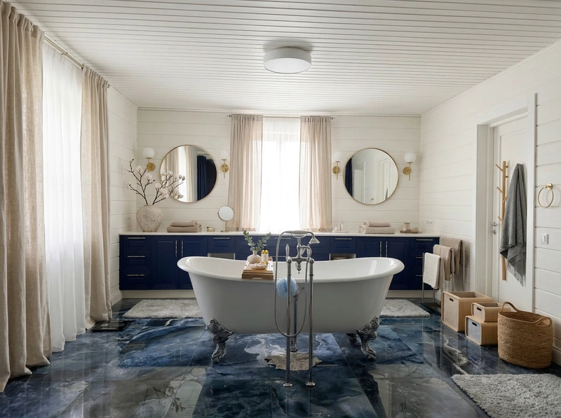 Дизайн ванной в стиле Сканди — фото интерьера от нейросети RoomGPT