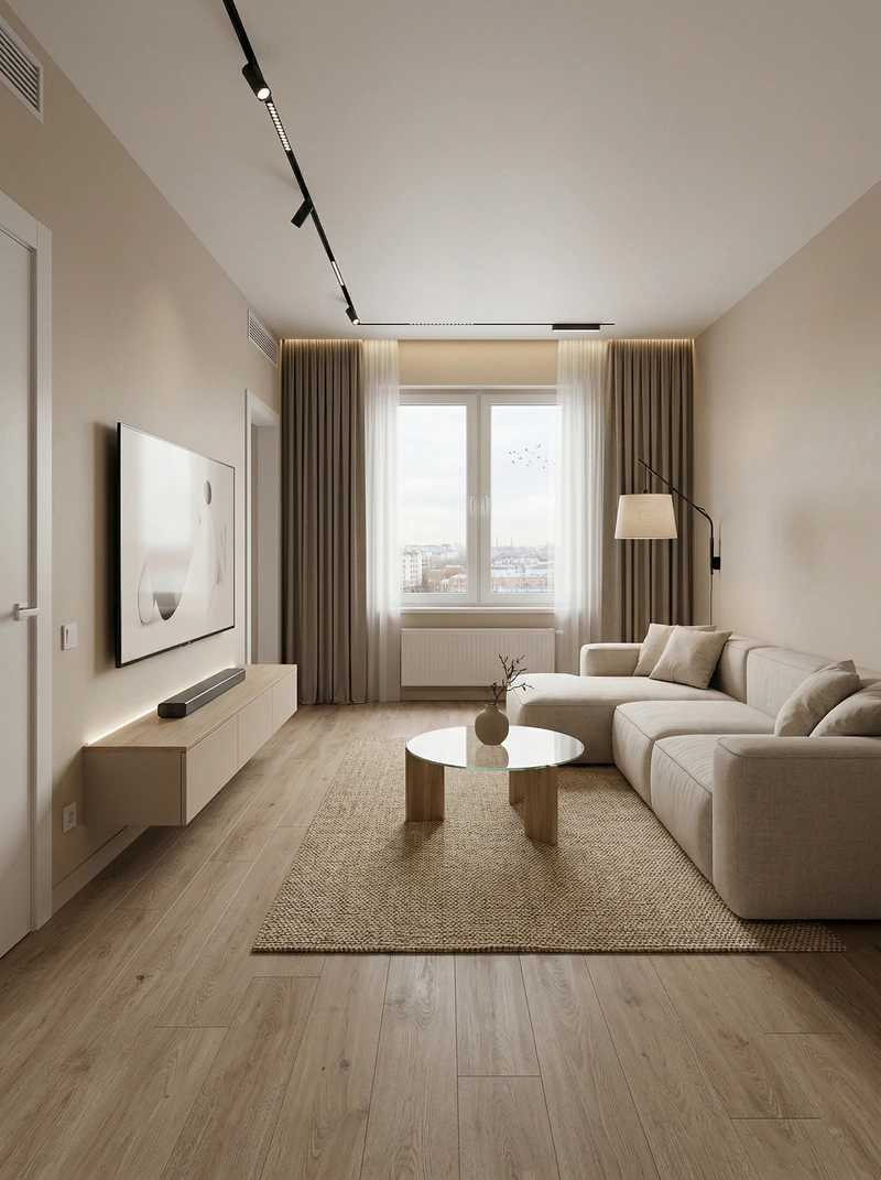 Дизайн гостиной в стиле Минимализм — фото интерьера от нейросети RoomGPT