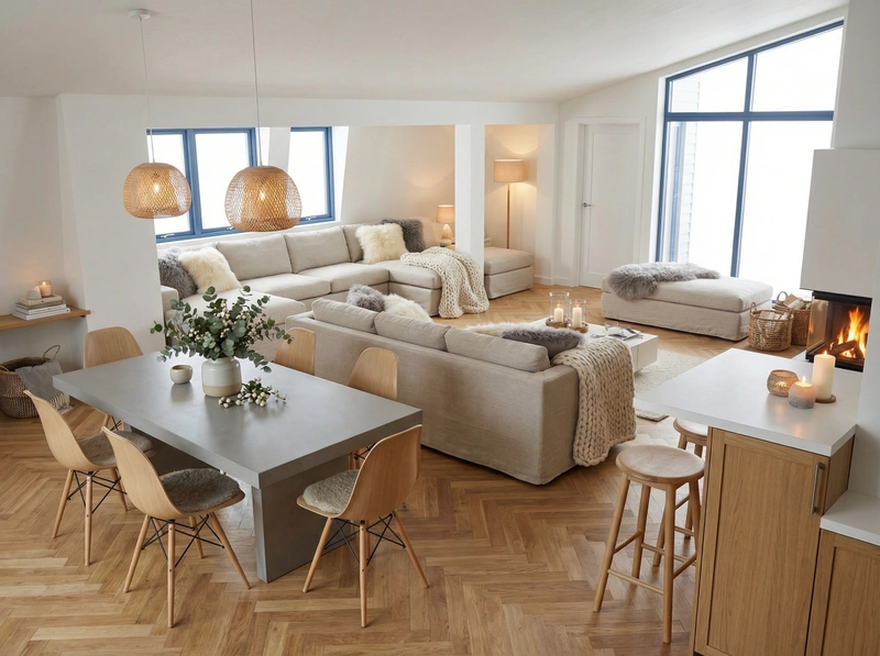 Дизайн интерьера в стиле Хюгге — Гостиная от нейросети RoomGPT