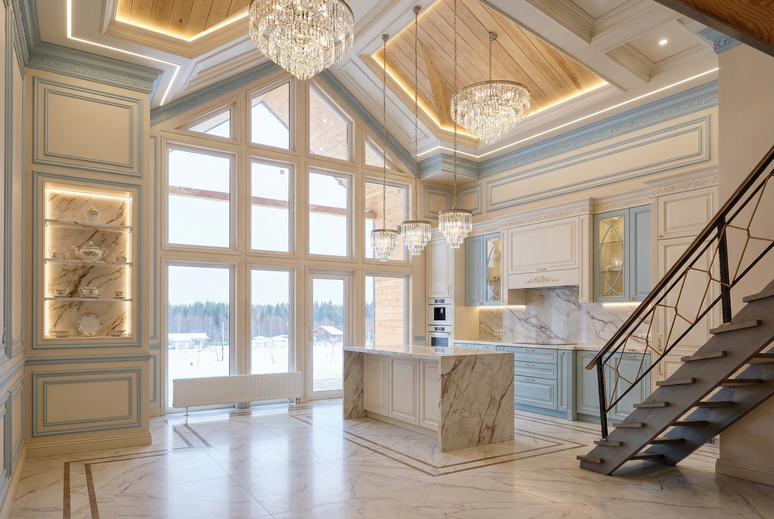 Дизайн кухни в стиле Классика — фото интерьера от нейросети RoomGPT