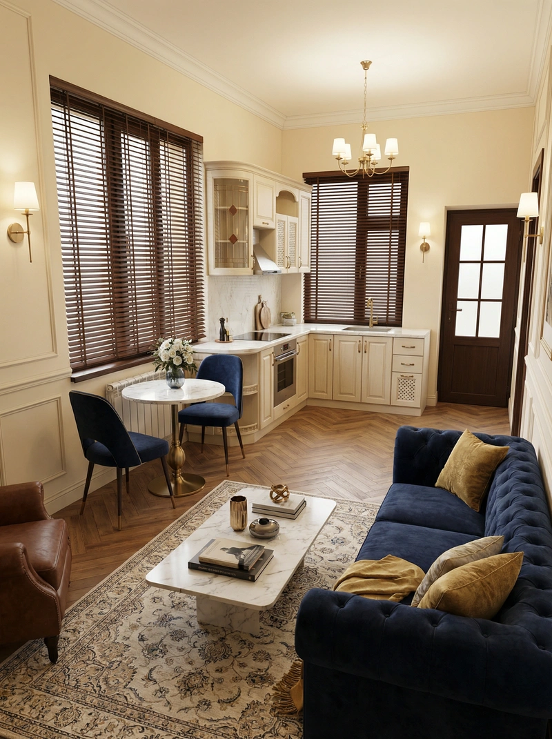 Дизайн интерьера в стиле Классика — Гостиная от нейросети RoomGPT