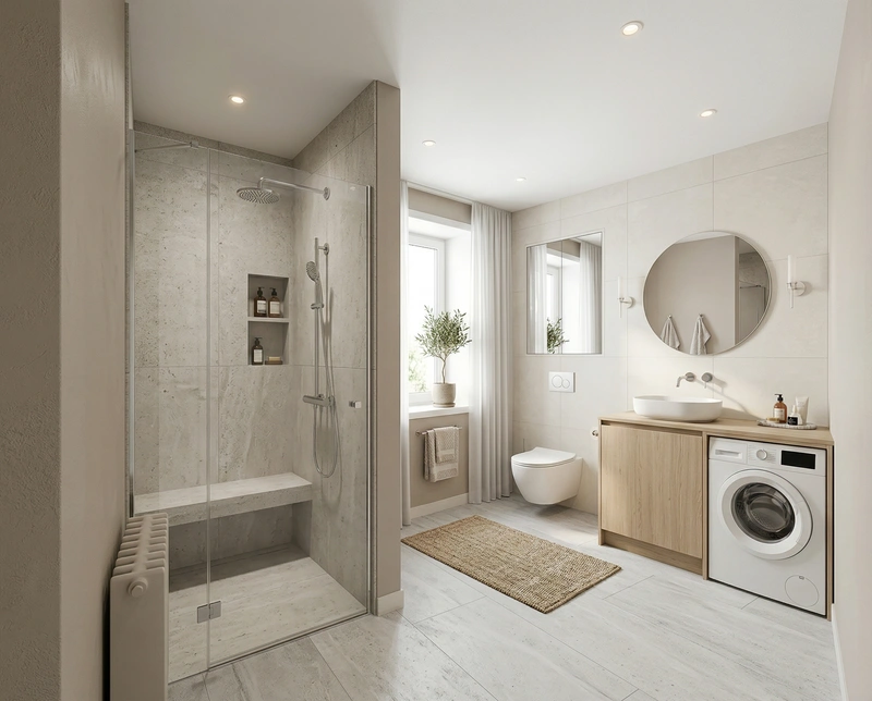 Дизайн ванной в стиле Сканди — фото интерьера от нейросети RoomGPT