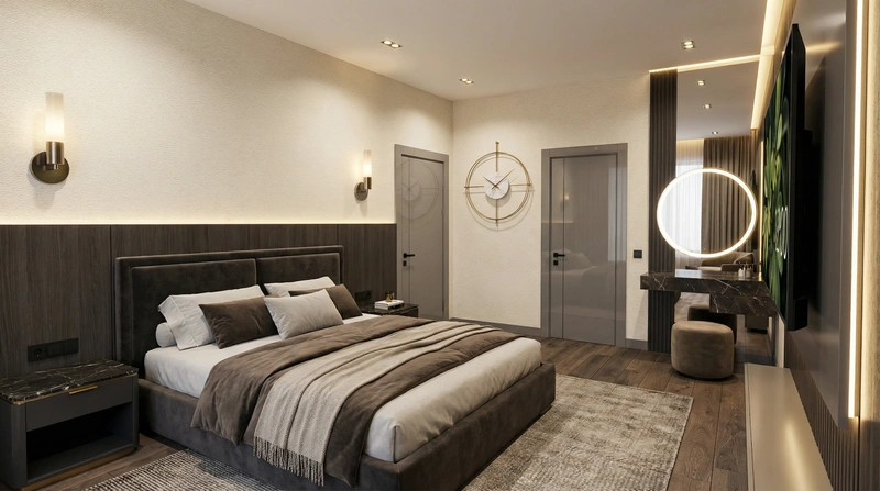 Дизайн интерьера в стиле Контемпорари — Спальня от нейросети RoomGPT