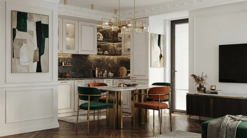 Дизайн кухни в стиле Эклектика — фото интерьера от нейросети RoomGPT