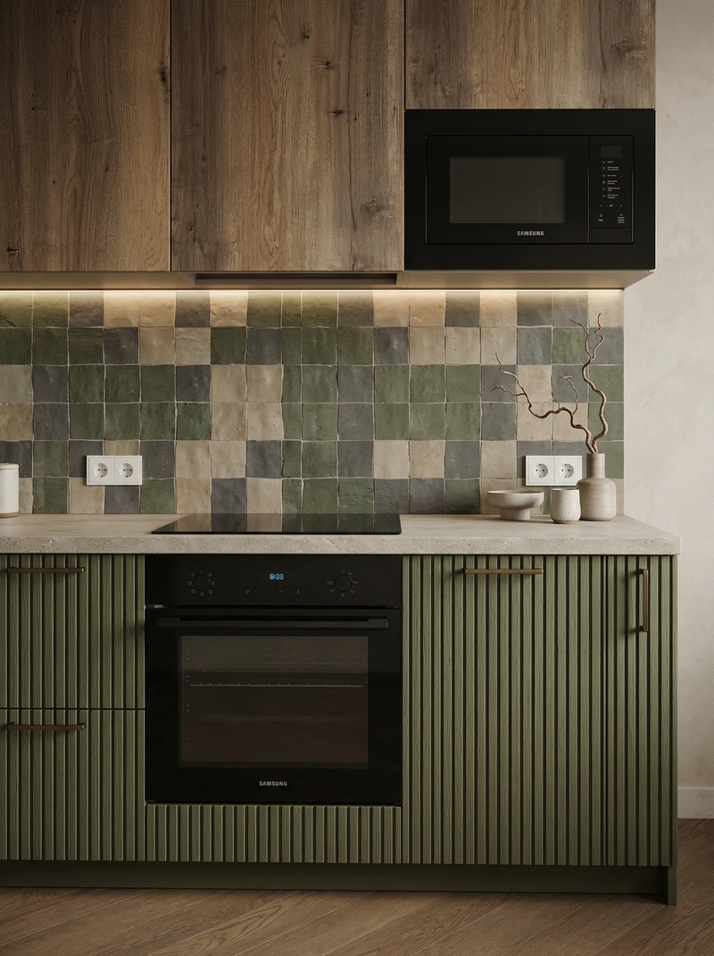 Дизайн кухни в стиле Japandi — фото интерьера от нейросети RoomGPT