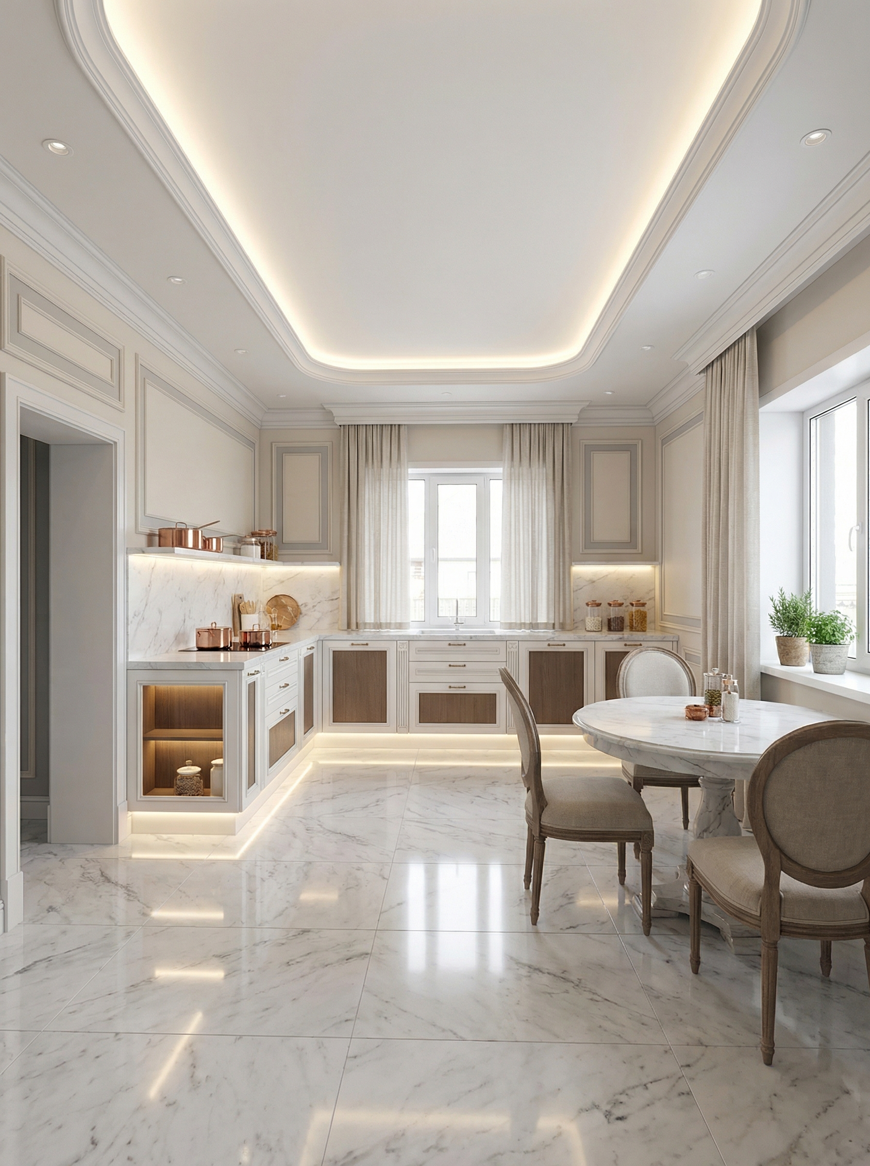 Дизайн кухни в стиле Классика — фото интерьера от нейросети RoomGPT