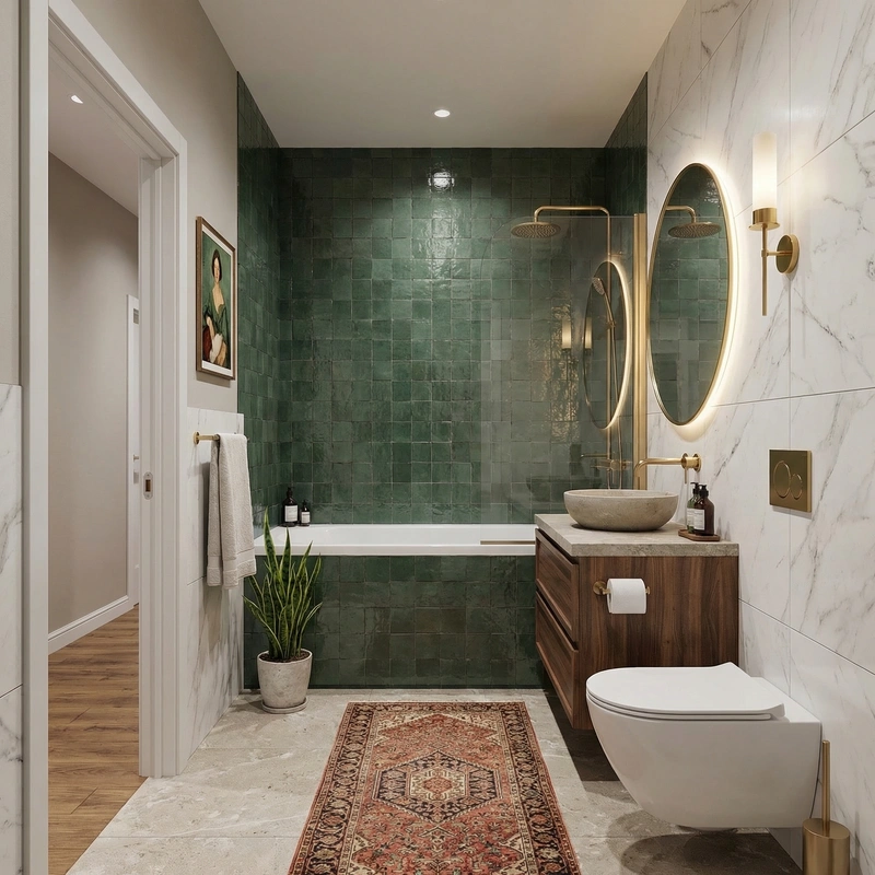 Дизайн интерьера в стиле Эклектика — Ванная от нейросети RoomGPT