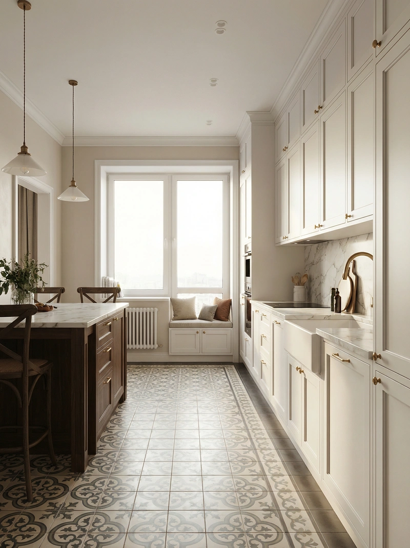 Дизайн интерьера в стиле Классика — Кухня от нейросети RoomGPT