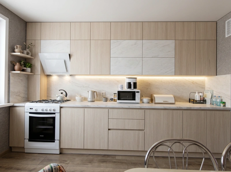 Дизайн интерьера в стиле Сканди — Кухня от нейросети RoomGPT