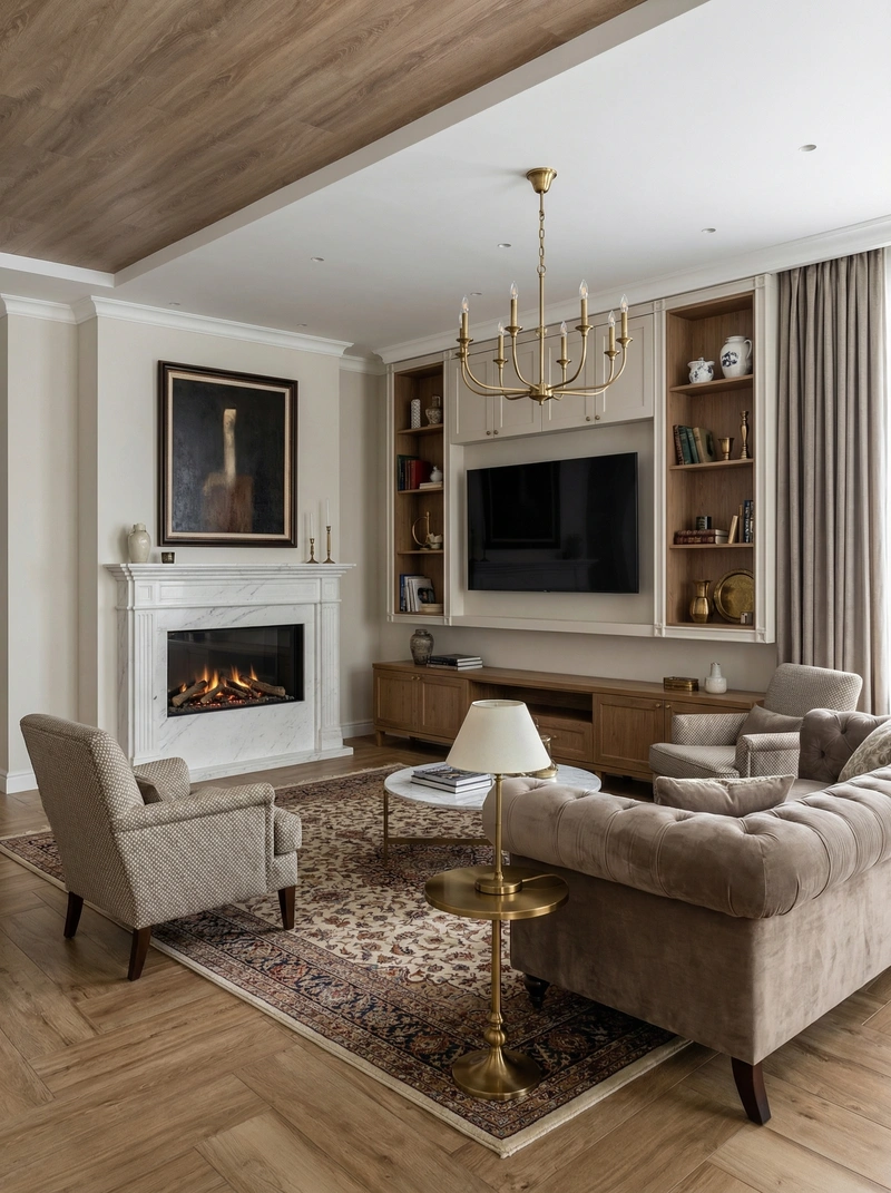 Дизайн интерьера в стиле Классика — Гостиная от нейросети RoomGPT