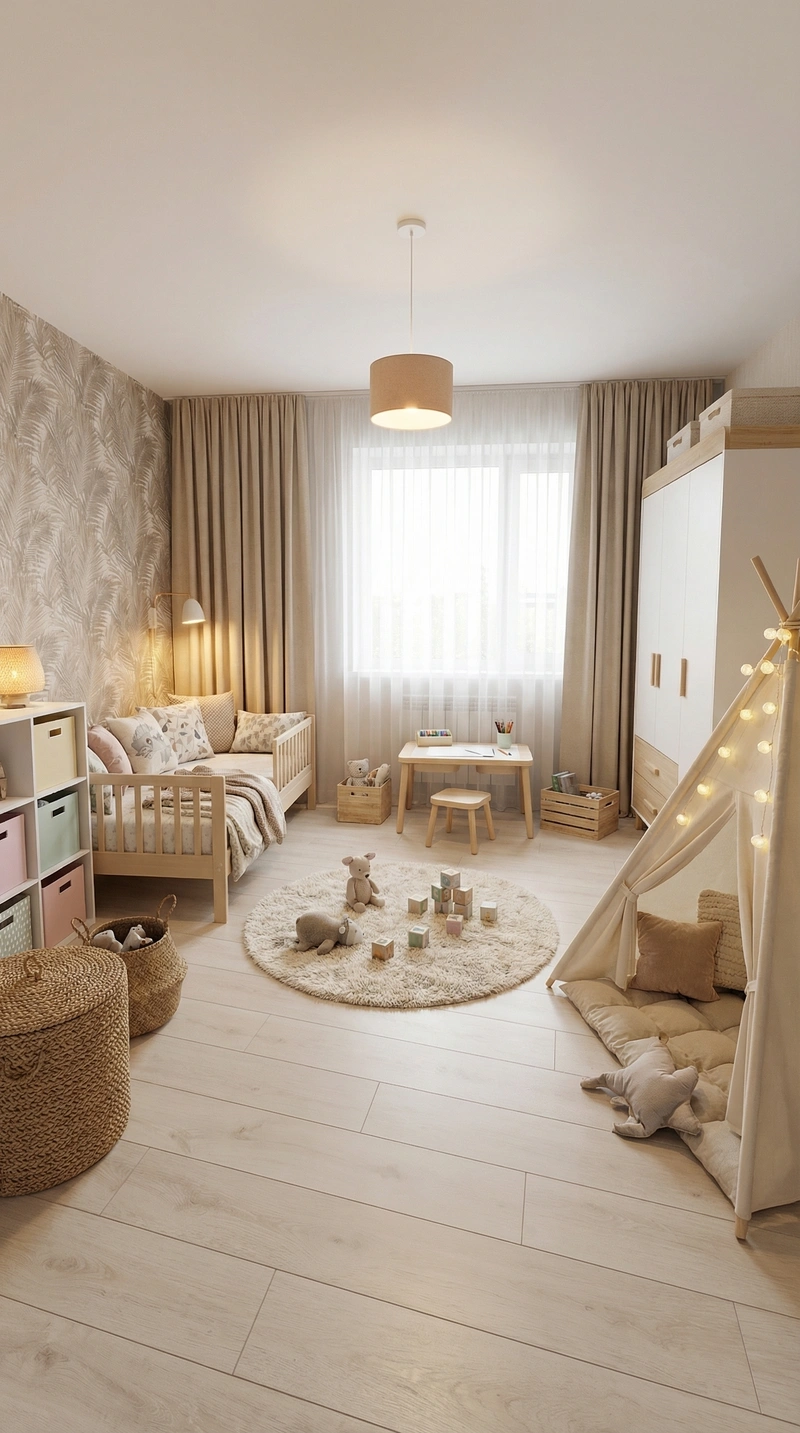 Дизайн интерьера в стиле Хюгге — Детская от нейросети RoomGPT