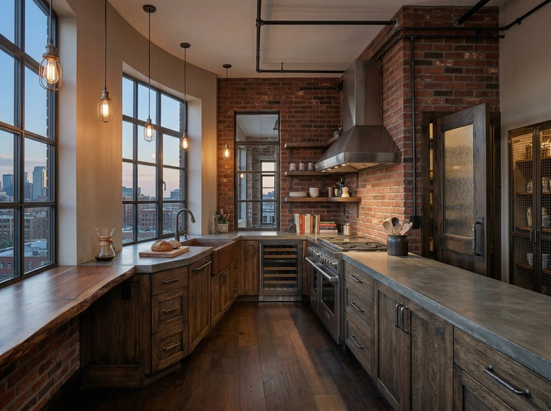 Дизайн кухни в стиле Лофт — фото интерьера от нейросети RoomGPT