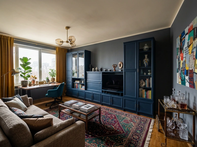 Дизайн интерьера в стиле Эклектика — Гостиная от нейросети RoomGPT