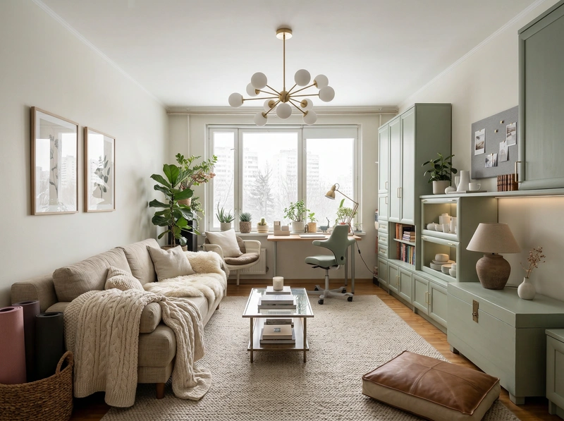 Дизайн интерьера в стиле Хюгге — Гостиная от нейросети RoomGPT