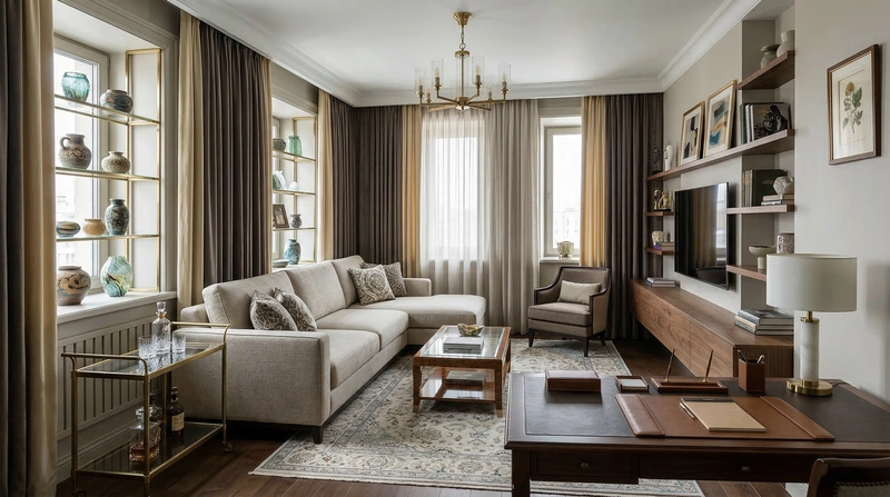 Дизайн интерьера в стиле Классика — Гостиная от нейросети RoomGPT