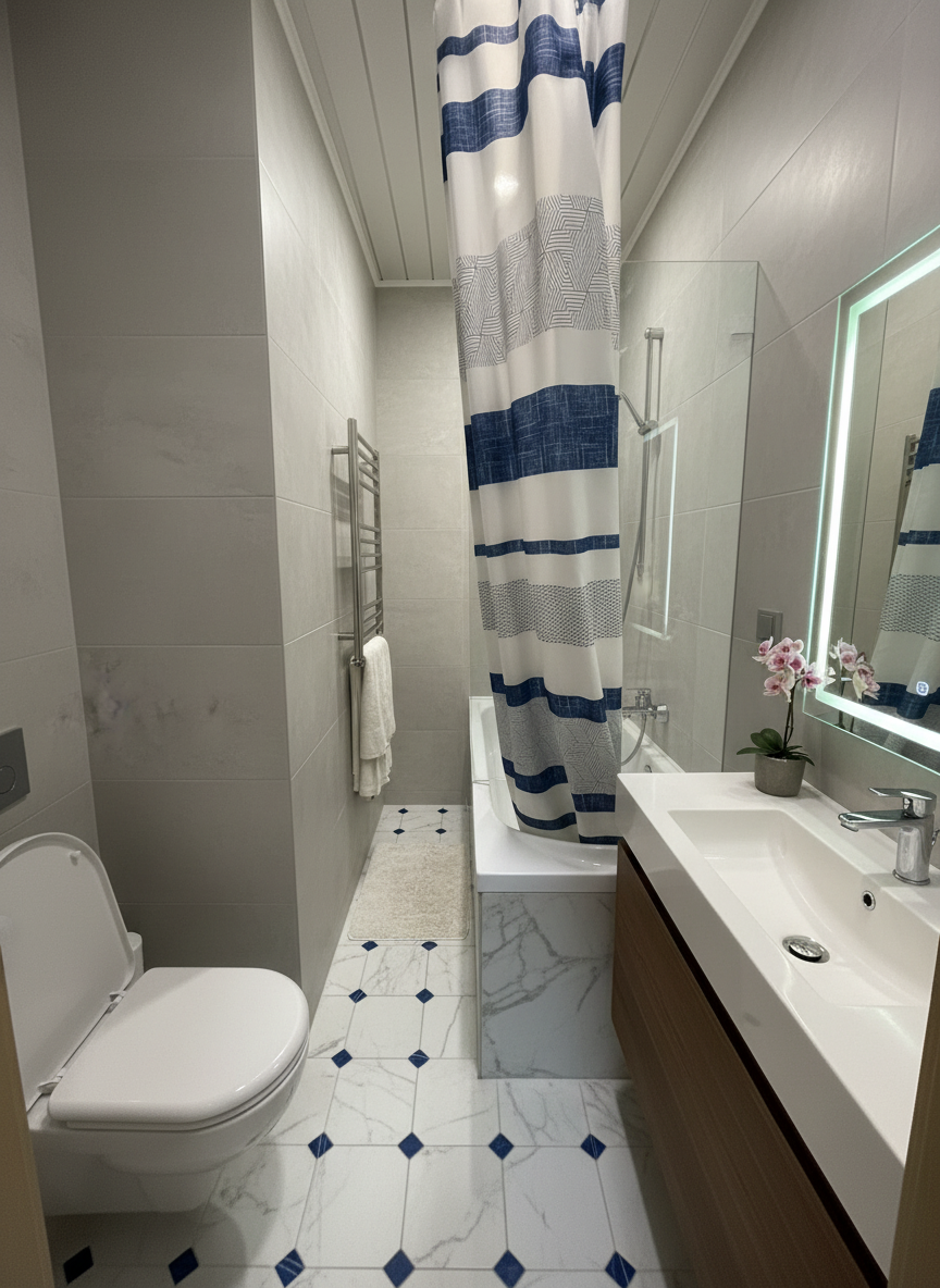 Дизайн ванной в стиле Минимализм — фото интерьера от нейросети RoomGPT