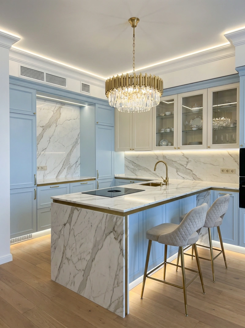 Дизайн интерьера в стиле Неоклассика — Кухня от нейросети RoomGPT