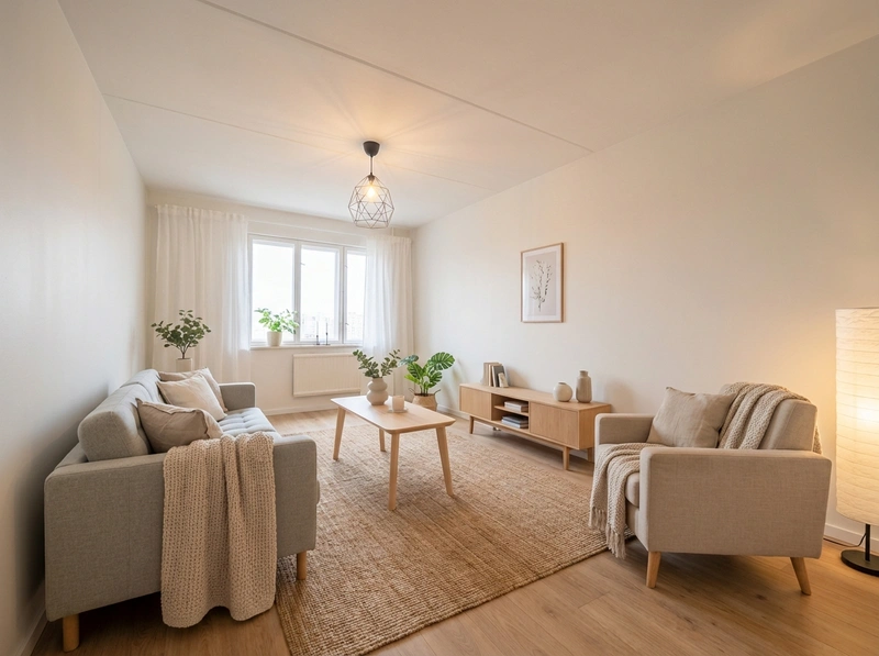 Дизайн интерьера в стиле Хюгге — Гостиная от нейросети RoomGPT