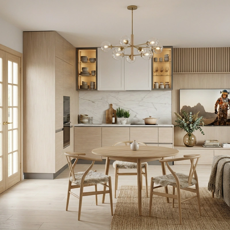 Дизайн интерьера в стиле Хюгге — Кухня от нейросети RoomGPT