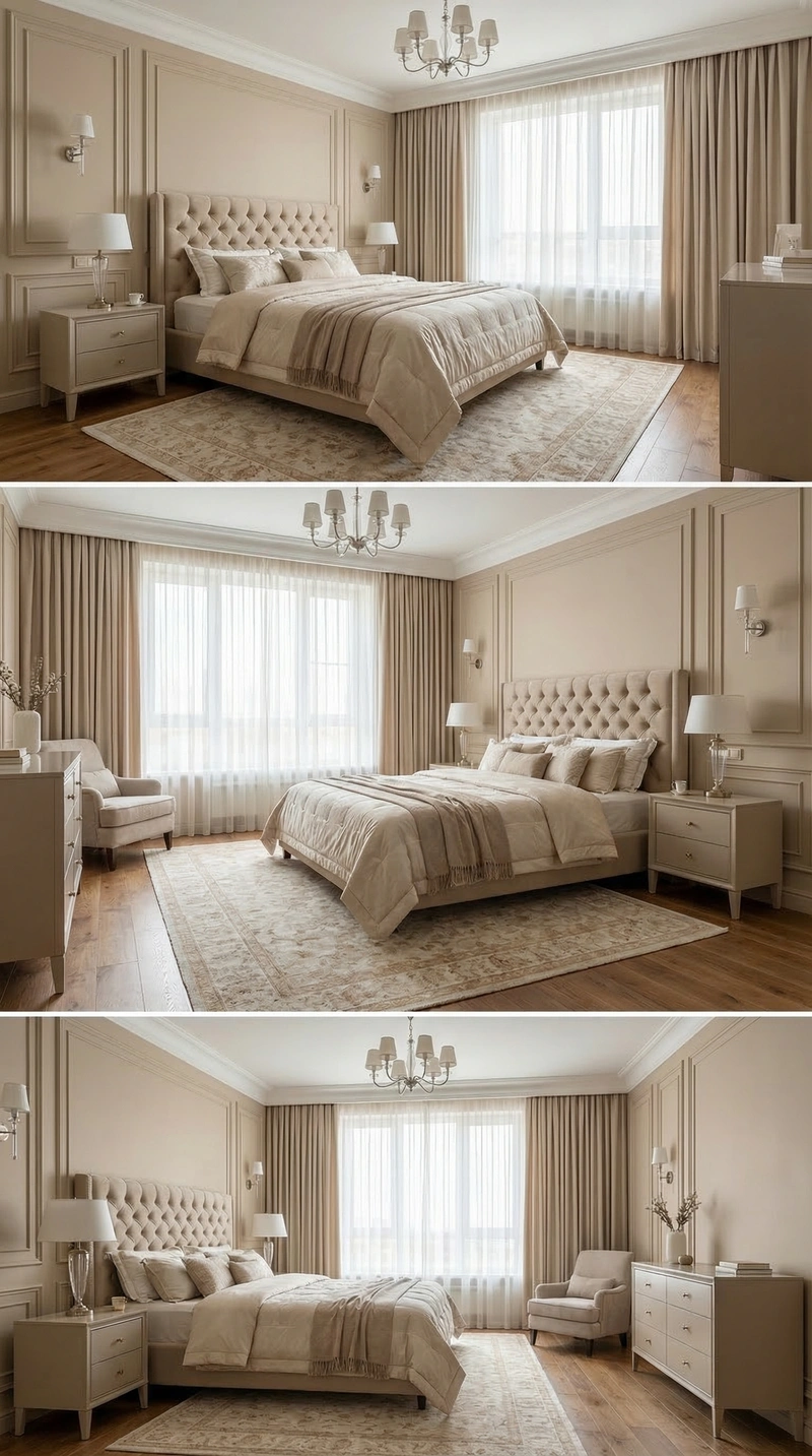 Дизайн спальни в стиле Классика — фото интерьера от нейросети RoomGPT