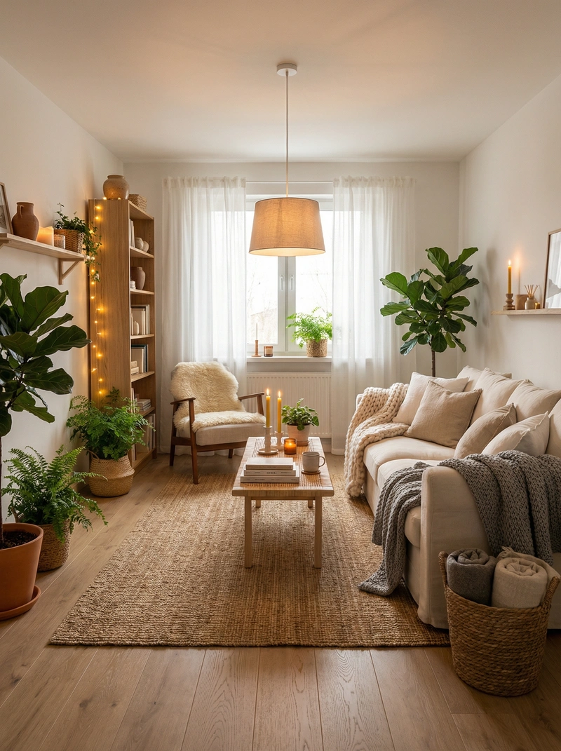 Дизайн интерьера в стиле Хюгге — Гостиная от нейросети RoomGPT