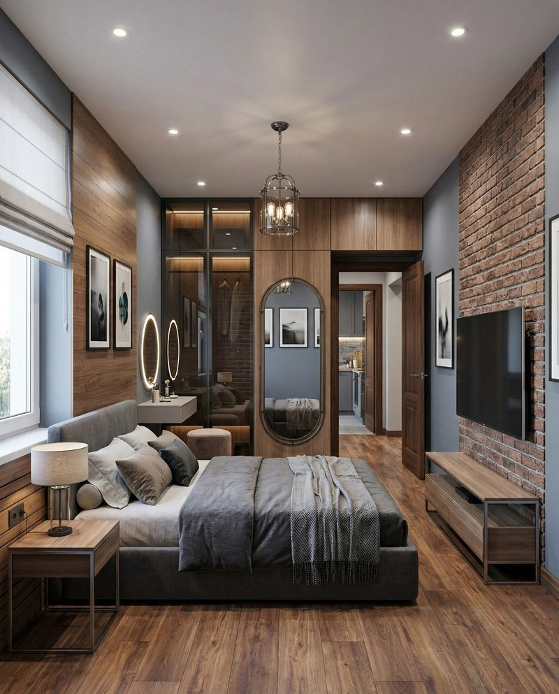 Дизайн спальни в стиле Лофт — фото интерьера от нейросети RoomGPT