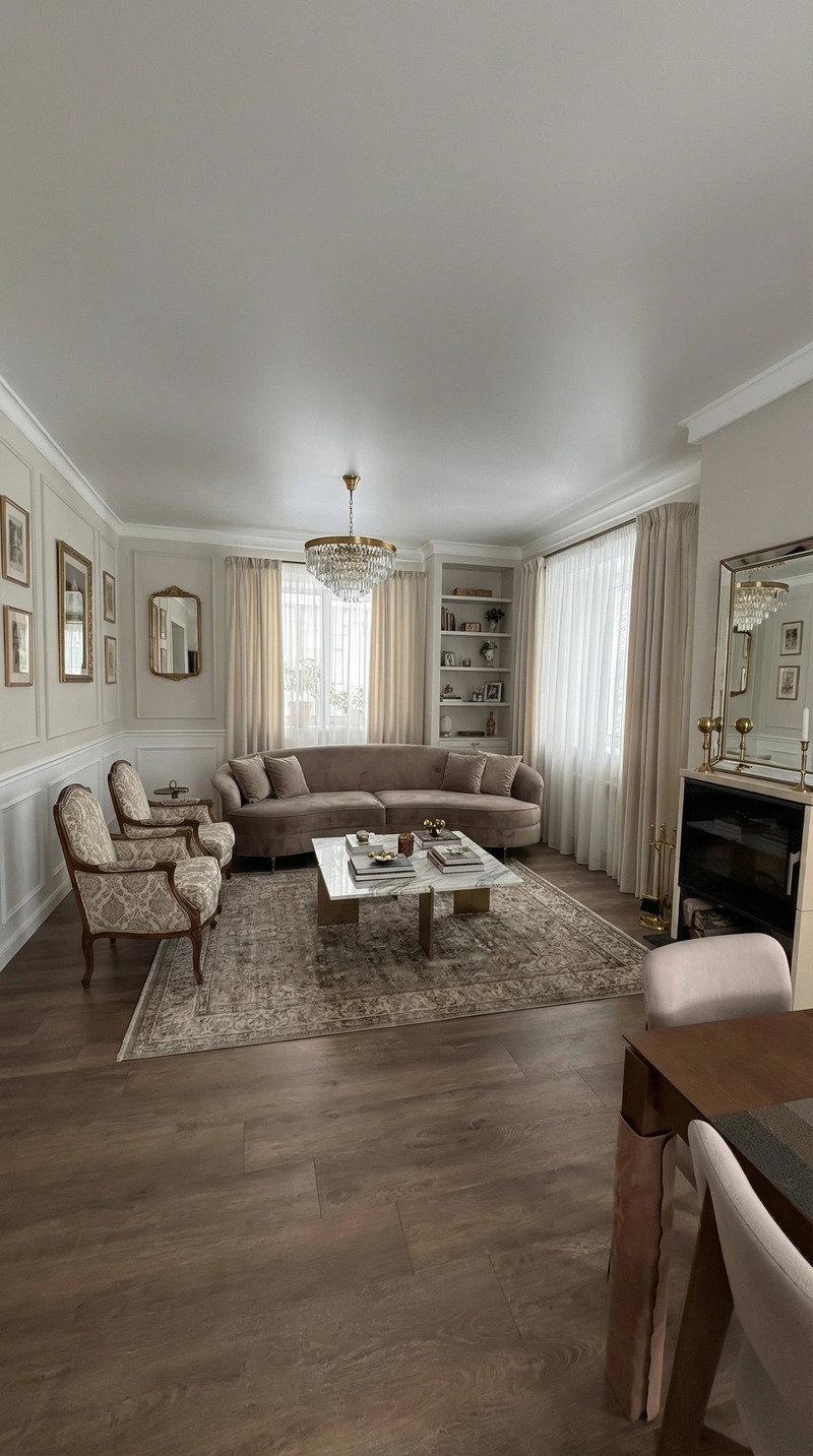 Дизайн интерьера в стиле Классика — Гостиная от нейросети RoomGPT