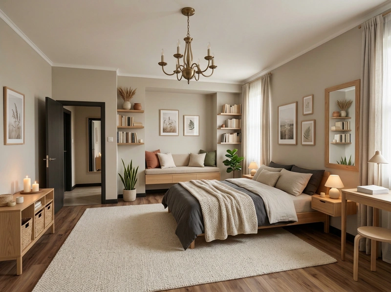 Дизайн спальни в стиле Хюгге — фото интерьера от нейросети RoomGPT