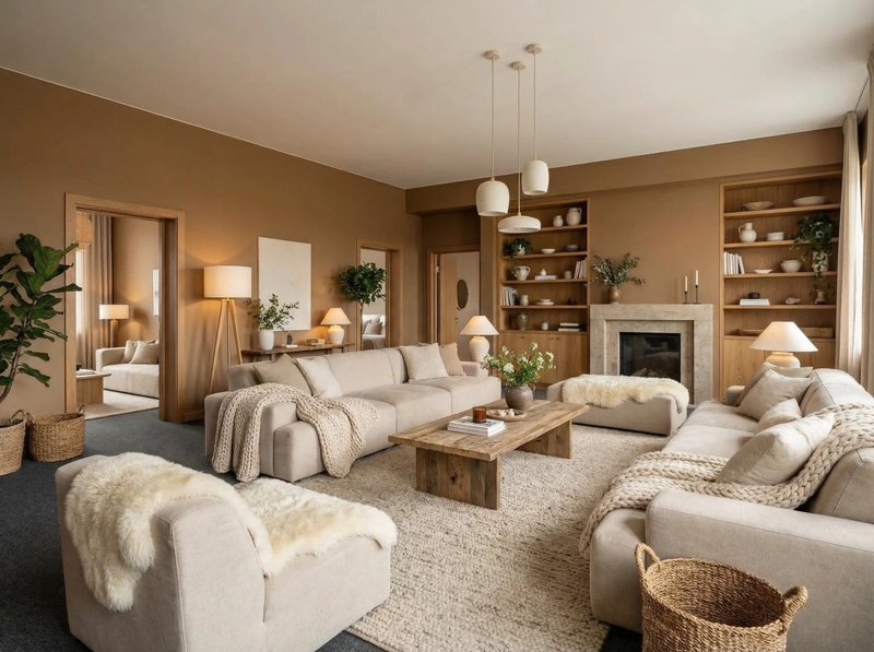 Дизайн интерьера в стиле Хюгге — Гостиная от нейросети RoomGPT