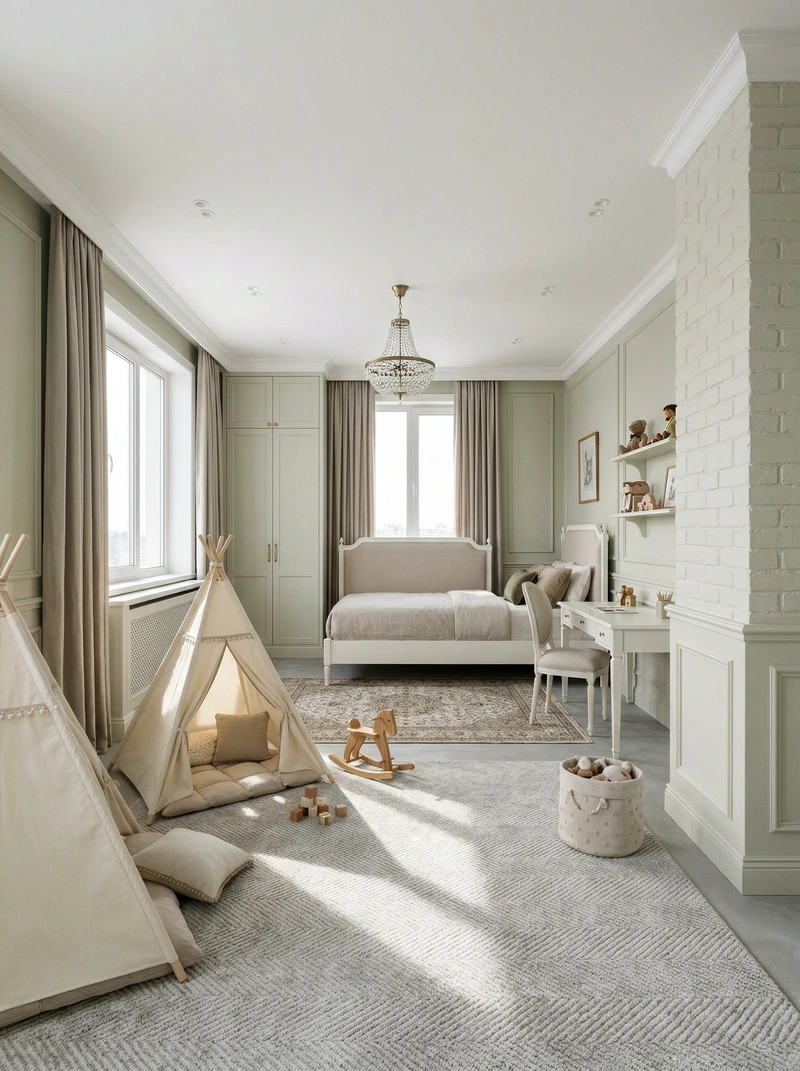Дизайн интерьера в стиле Классика — Детская от нейросети RoomGPT