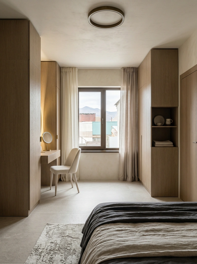 Дизайн спальни в стиле Минимализм — фото интерьера от нейросети RoomGPT