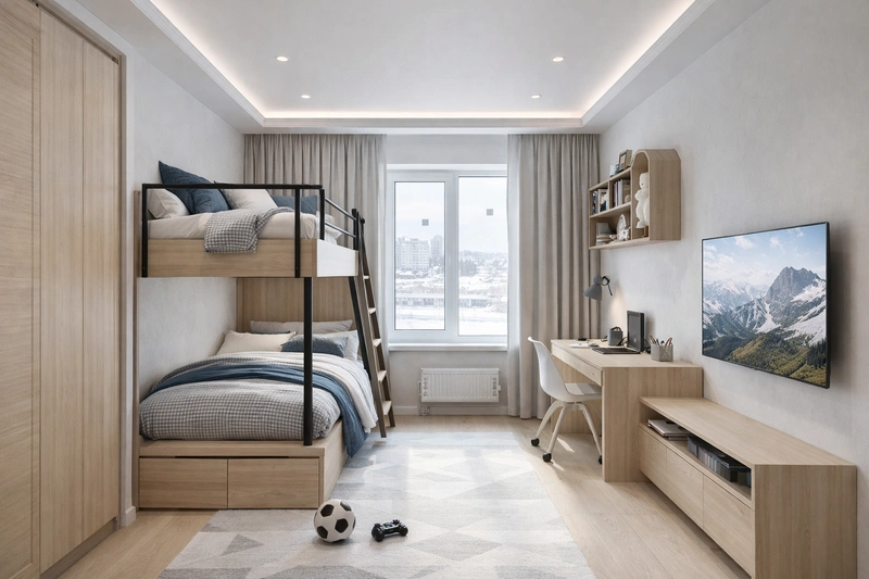 Дизайн интерьера в стиле Сканди — Спальня от нейросети RoomGPT