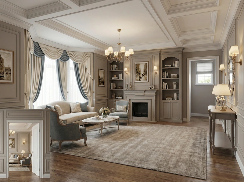 Дизайн интерьера в стиле Классика — Гостиная от нейросети RoomGPT