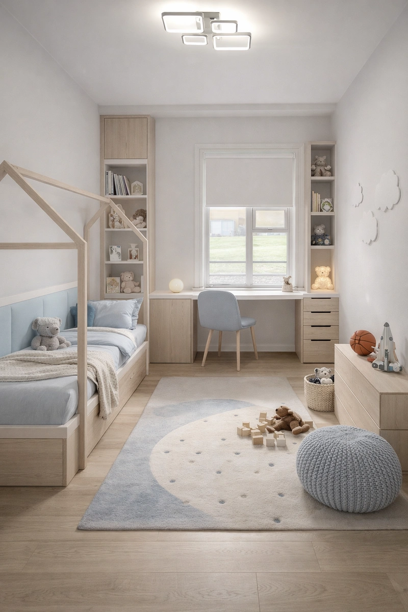 Дизайн детской в стиле Минимализм — фото интерьера от нейросети RoomGPT