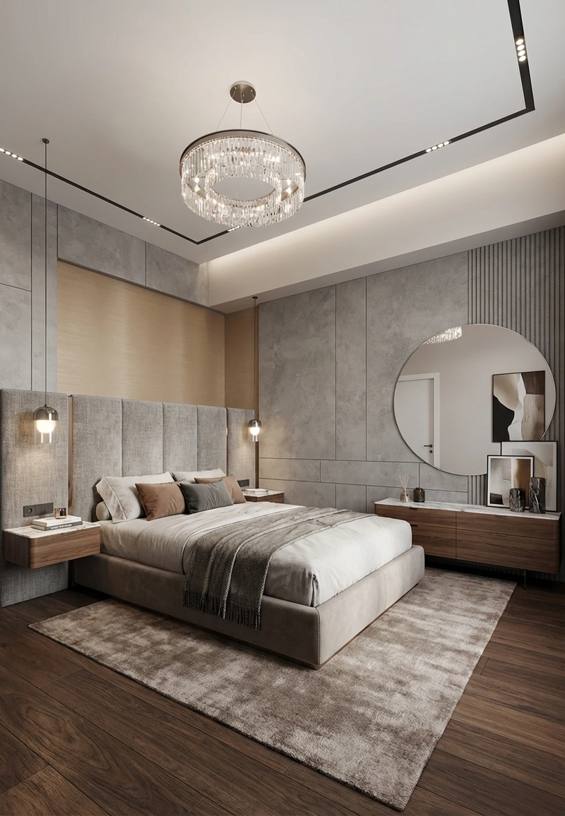 Дизайн интерьера в стиле Контемпорари — Спальня от нейросети RoomGPT