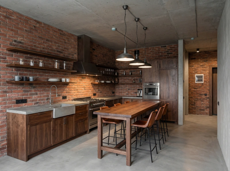 Дизайн кухни в стиле Лофт — фото интерьера от нейросети RoomGPT