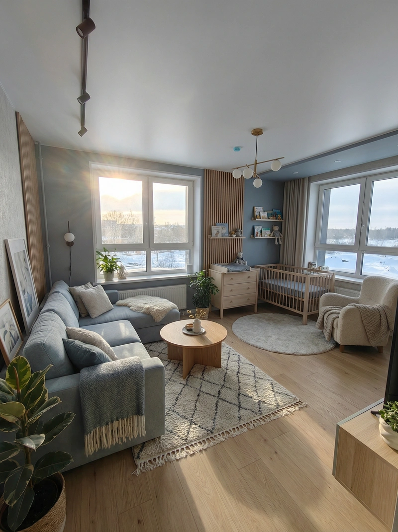 Дизайн интерьера в стиле Сканди — Гостиная от нейросети RoomGPT