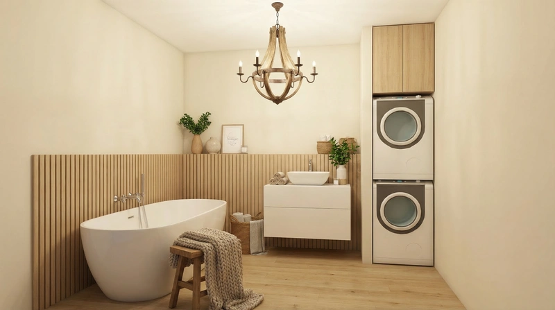 Дизайн ванной в стиле Хюгге — фото интерьера от нейросети RoomGPT