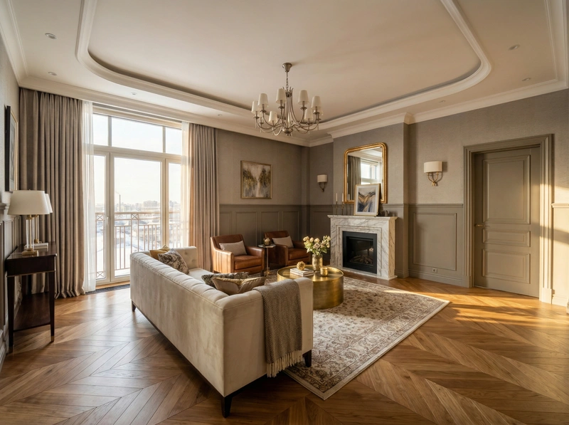 Дизайн интерьера в стиле Классика — Гостиная от нейросети RoomGPT