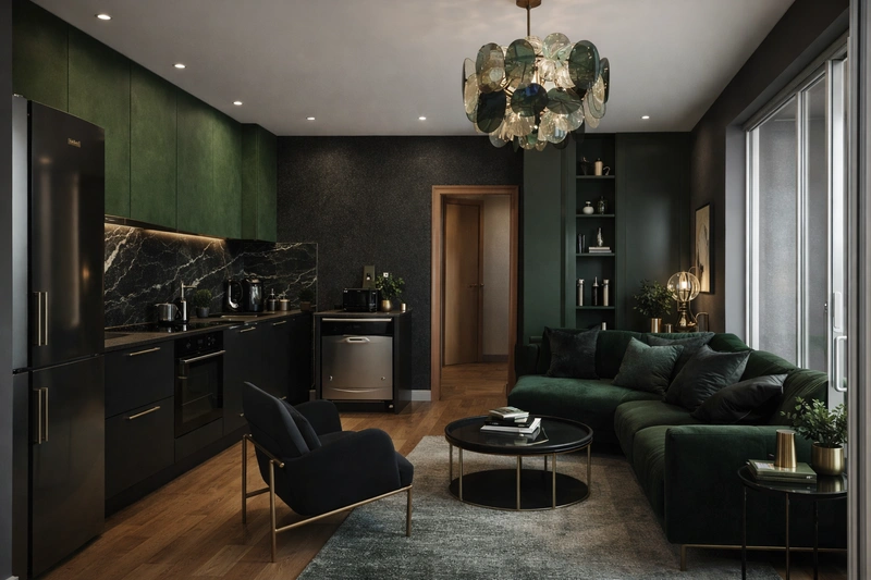 Дизайн кухни в стиле Эклектика — фото интерьера от нейросети RoomGPT