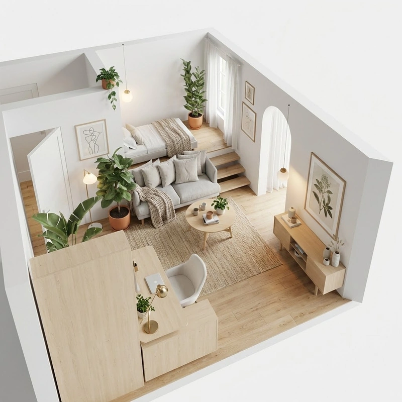 Дизайн интерьера в стиле Хюгге — Гостиная от нейросети RoomGPT