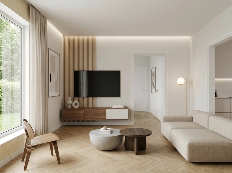 Дизайн интерьера в стиле Минимализм — Гостиная от нейросети RoomGPT