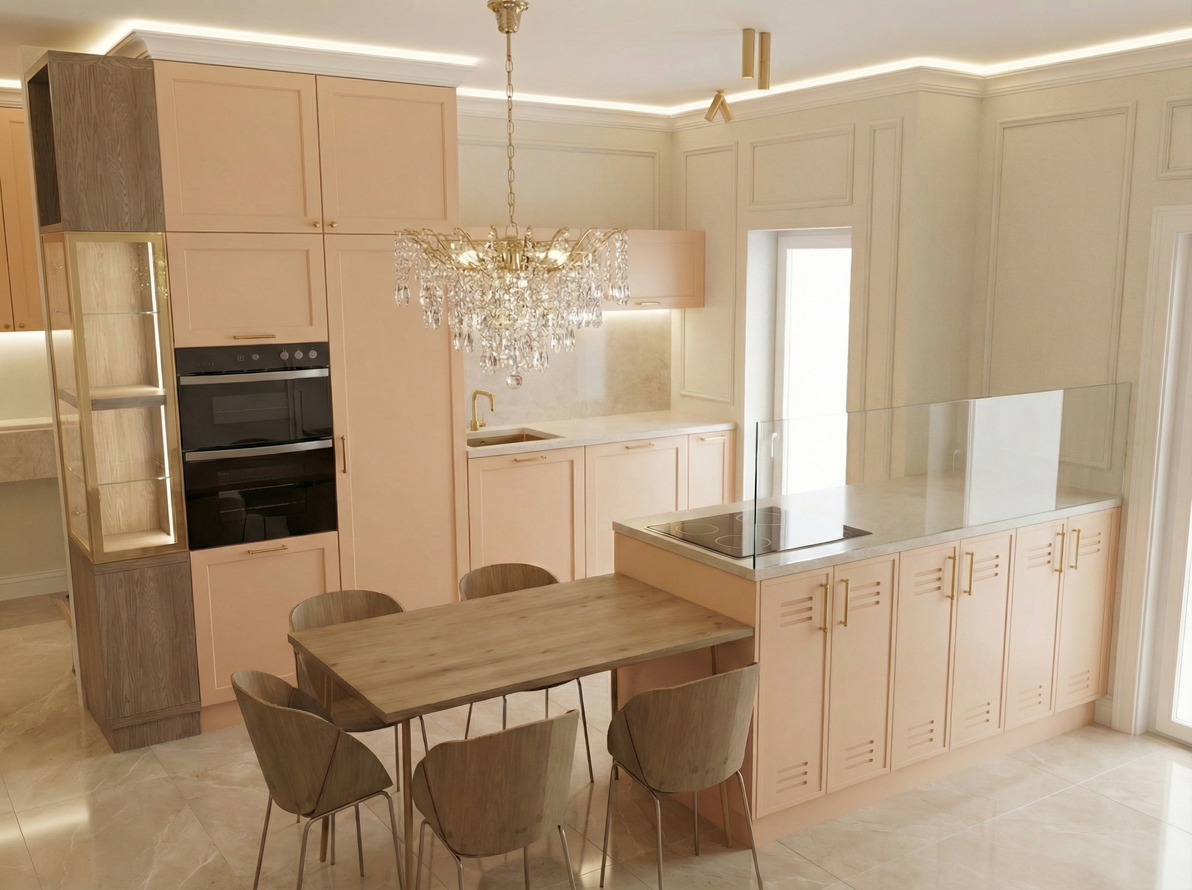 Дизайн кухни в стиле Неоклассика — фото интерьера от нейросети RoomGPT