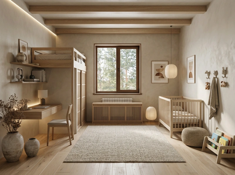 Дизайн детской в стиле Japandi — фото интерьера от нейросети RoomGPT