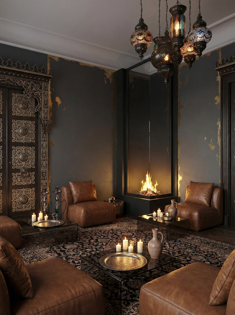 Дизайн гостиной в стиле Блэктэк — фото интерьера от нейросети RoomGPT