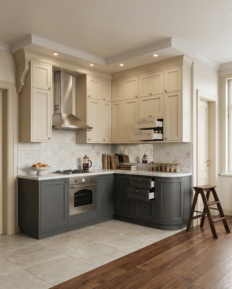 Дизайн интерьера в стиле Классика — Кухня от нейросети RoomGPT