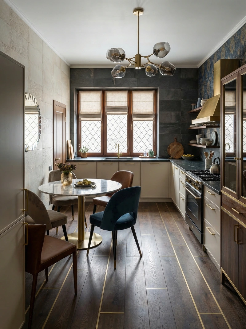 Дизайн кухни в стиле Эклектика — фото интерьера от нейросети RoomGPT