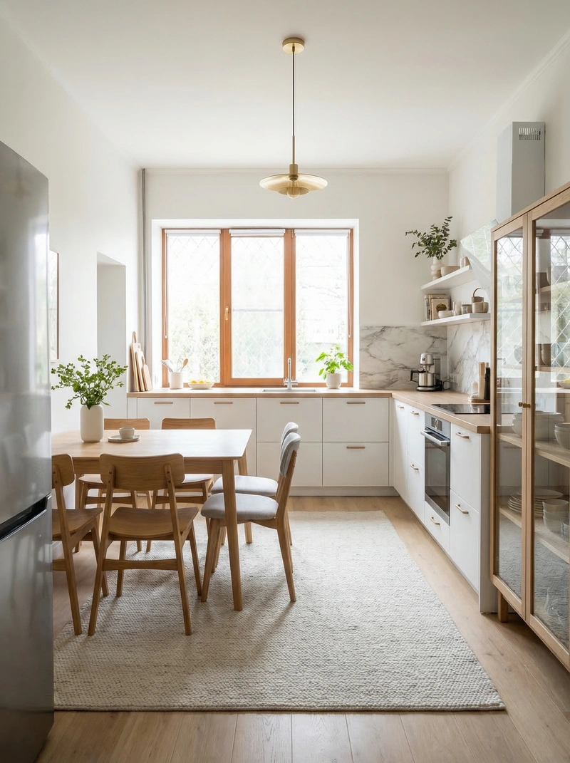 Дизайн кухни в стиле Сканди — фото интерьера от нейросети RoomGPT