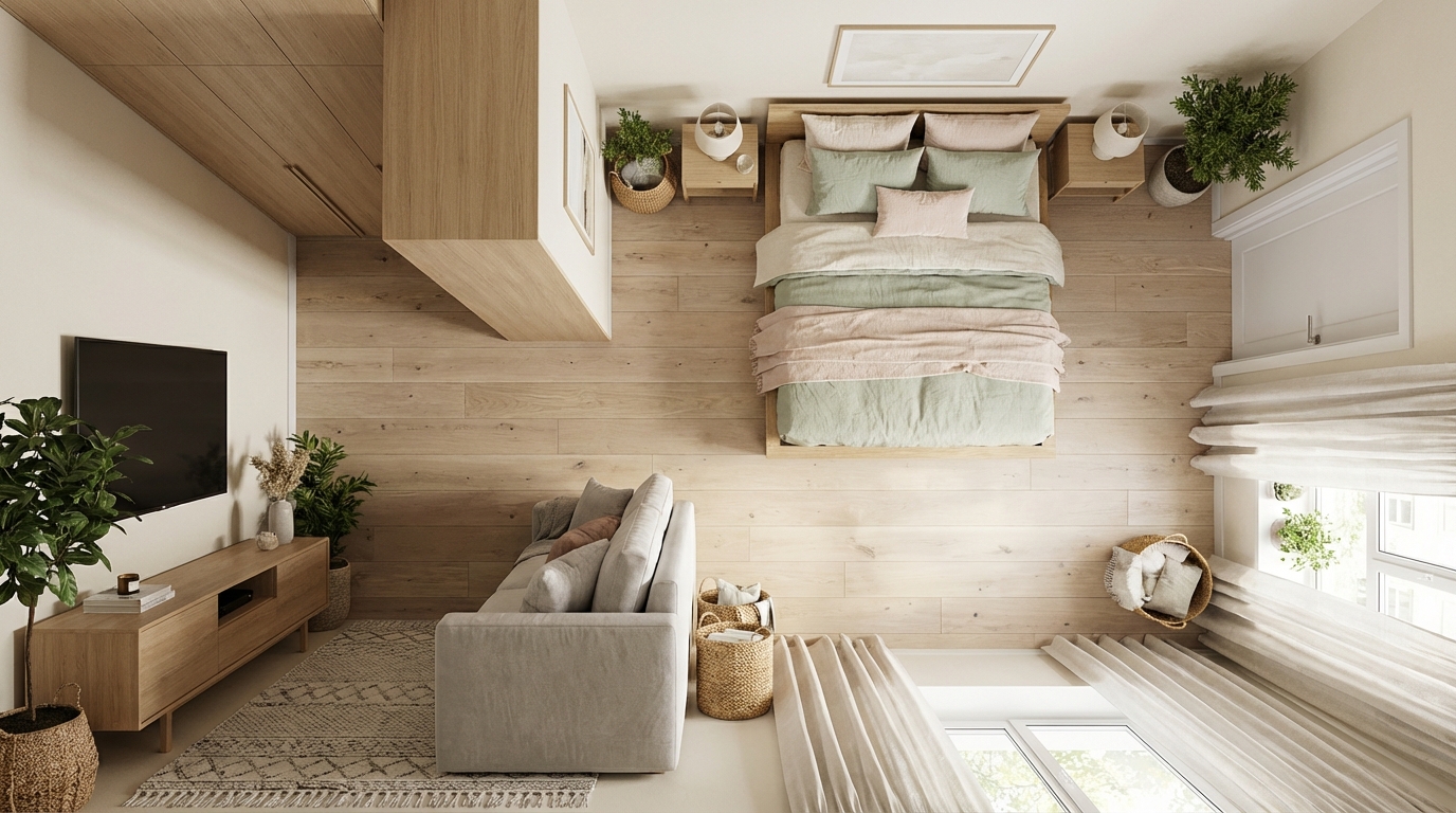 Дизайн гостиной в стиле Сканди — фото интерьера от нейросети RoomGPT